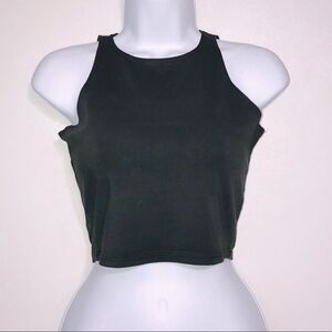 Emma & Sam High Neck Crop Top Charcoal Grey